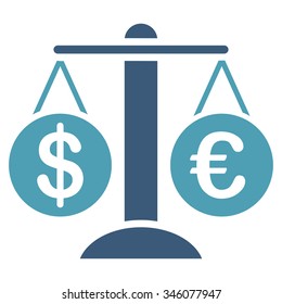 Forex Market vector icon. Style is bicolor flat symbol, cyan and blue colors, rounded angles, white background.