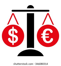 Forex Market vector icon. Style is bicolor flat symbol, intensive red and black colors, rounded angles, white background.