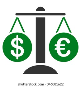 Forex Market vector icon. Style is bicolor flat symbol, green and gray colors, rounded angles, white background.