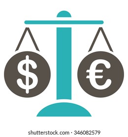 Forex Market vector icon. Style is bicolor flat symbol, grey and cyan colors, rounded angles, white background.