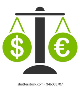 Forex Market vector icon. Style is bicolor flat symbol, eco green and gray colors, rounded angles, white background.