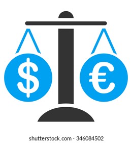 Forex Market vector icon. Style is bicolor flat symbol, blue and gray colors, rounded angles, white background.