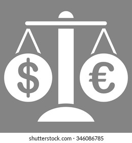 Forex Market vector icon. Style is flat symbol, white color, rounded angles, gray background.