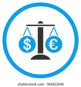 Forex Market vector icon. Style is bicolor flat circled symbol, blue and gray colors, rounded angles, white background.