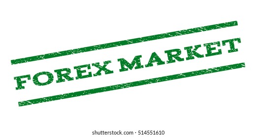 Forex Market watermark stamp. Text caption between parallel lines with grunge design style. Rubber seal stamp with dust texture. Vector green color ink imprint on a white background.