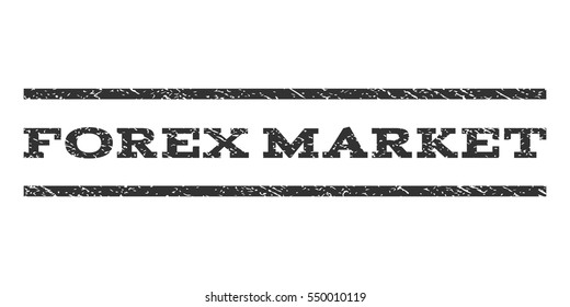 Forex Market watermark stamp. Text tag between horizontal parallel lines with grunge design style. Rubber seal gray stamp with dirty texture. Vector ink imprint on a white background.