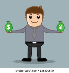 Forex - Office and Business People Cartoon Character Vector Illustration Concept