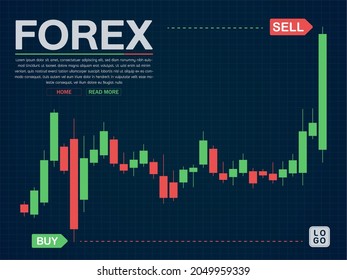 Forex Signals banner template, Candlestick Financial graph online trading creative concept, Cryptocurrency exchange market, Investment strategies, buy and sell stock, advertising design, vector.