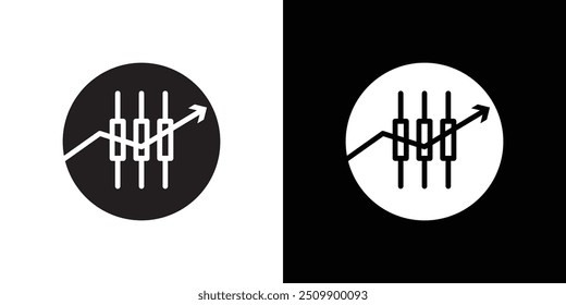 Forex stock market icon Black line art vector logo set