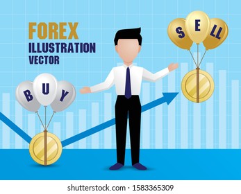 Forex trader is trading money illustration vector.