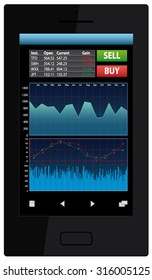 a forex or trading app smartphone user interface vector illustration