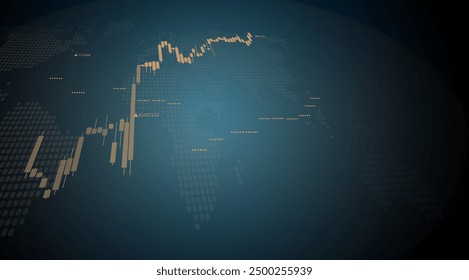 Forex trading background. Bullish candlestick or market with arrow growth. Business concept vector.