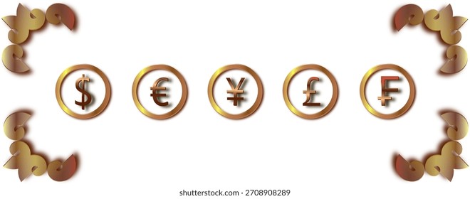 Fundo de negociação Forex, conceito de moeda global, símbolos do mercado financeiro