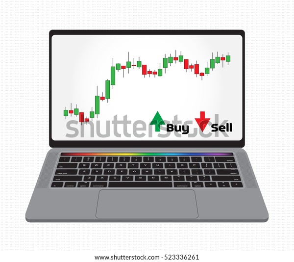 Forex Trading Candlesticks Chart On Laptop Stock Vector Royalty - 