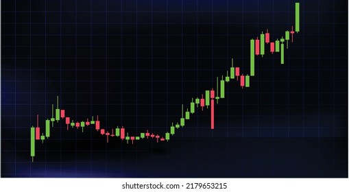 Forex trading concept with stock market graph or Cryptocurrency exchange  candlestick graph towards growth or upwards trend with copyspace in abstract blue background. 