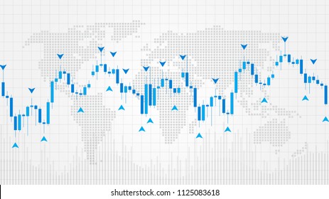 Forex Trading Indicators vector illustration on black background. Online trading signals to buy and sell currency on the forex chart concept. Buy and sell indicators for forex trade on the chart