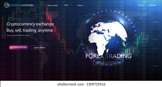 Forex trading promo page vector illustration. Web banner template for trading companies graphic design