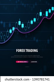 Forex Trading Signals. Candlestick chart in financial market. Vector illustration
