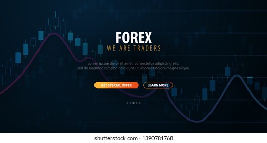 Forex Trading Signals. Candlestick chart in financial market. Vector illustration