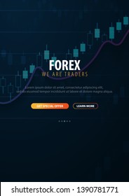 Forex Trading Signals. Candlestick chart in financial market. Vector illustration
