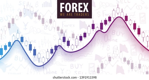 Forex Trading Signals. Candlestick chart in financial market. Vector illustration
