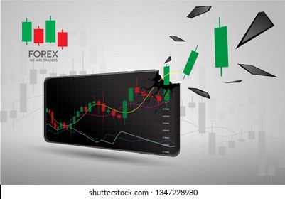 Forex Trading Signals vector illustration. Investment strategies and online trading signals on smart phone concept.