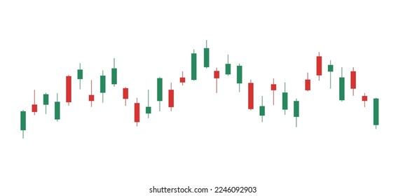 Forex Trading. Stock market candlestick, chart green and red japanese candle stick. Chart of buy and sell indicators vector illustration