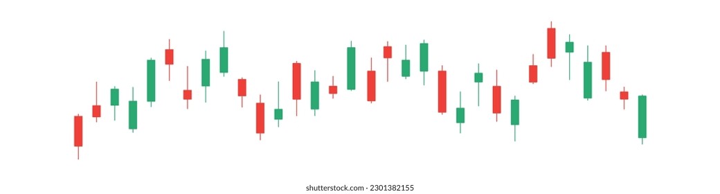 Forex Trading. Stock market candlestick, chart green and red japanese candle stick. Chart of buy and sell indicators vector illustration