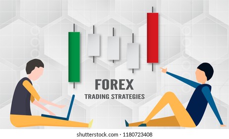 Forex trading strategy concept in paper cut and craft for business, trader, Investment, marketing. Vector illustration on abstract technology bacgkround in white and grey. 