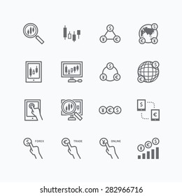 forex vector flat icons set of business finance online trading outline concept.