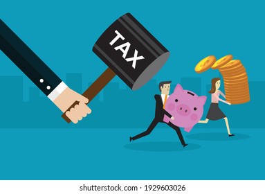 Forfeit money for tax exploitation, Vector illustration in flat style