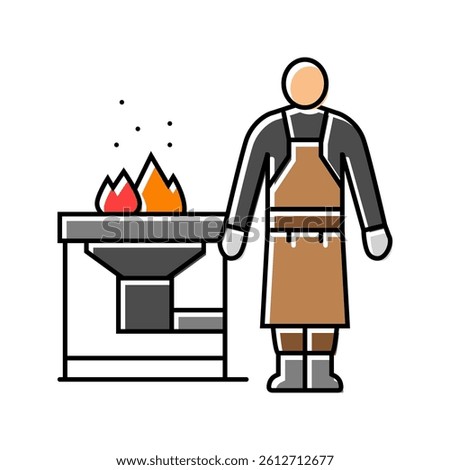 forge blacksmith color icon vector. forge blacksmith sign. isolated symbol illustration