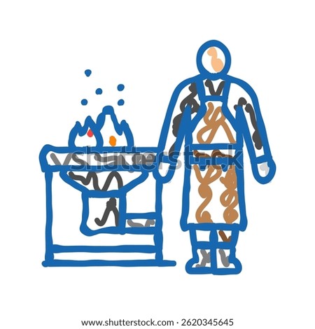 forge blacksmith doodle icon sketch vector. forge blacksmith sign. isolated symbol illustration