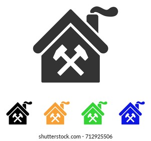 Forge Building icon. Vector illustration style is a flat iconic forge building symbol with black, grey, green, blue, yellow color variants. Designed for web and software interfaces.