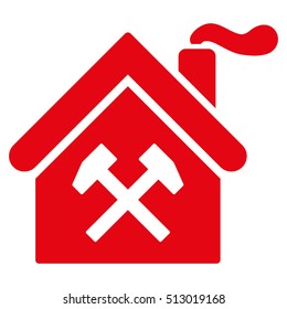 Forge Building vector icon. Flat red symbol. Pictogram is isolated on a white background. Designed for web and software interfaces.