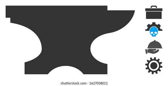 Forge icon. Illustration contains vector flat forge iconic symbol isolated on a white background, and bonus icons.