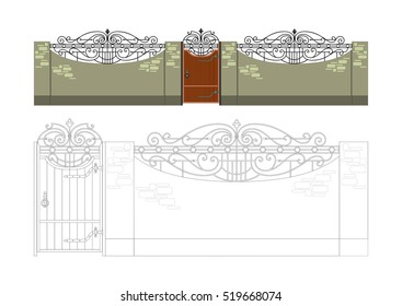 Forged fence with door