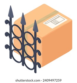 Forged fencing icon isometric vector. Black decorative iron wrought fence icon. Blacksmithing, metallurgy