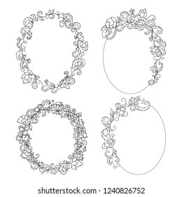 Forged frames set. Vintage baroque ornament. Decorative design element filigree. Vector illustration