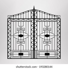 Forged gate. Architecture detail. Vector EPS10.