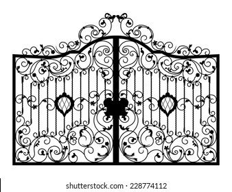 Forged gate. Architecture detail. Vector EPS10.