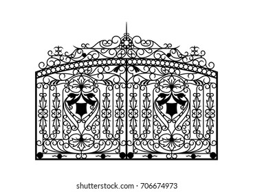 Forged gate. Architecture detail. Vector EPS10.