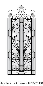Forged gate door isolated on white background. Architecture detail. Vector EPS10.