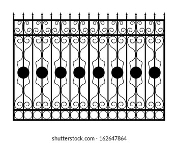 Forged gate with sharp spikes. Isolated on white background. Vector EPS10.
