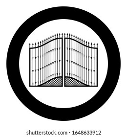 Forged gates icon in circle round black color vector illustration flat style image