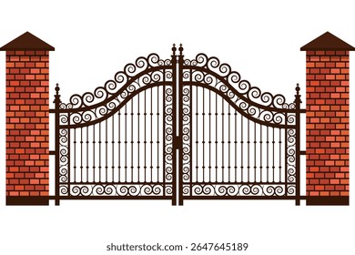 Schmiedeteile Metall Gate Stein Spalten Vektor