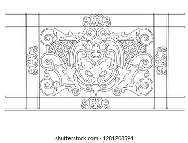 Forged pattern of the lattice design. Line art. Vector illustration.