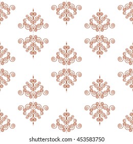 Forged seamless pattern of  fleur-de-lis on a white background. Openwork metal fence design. Modern style for wallpaper, wrapping, fabric, background, apparel, other print production. Vector