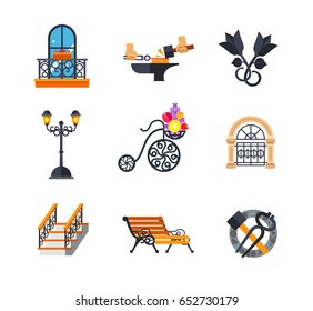 Forged work icon set
