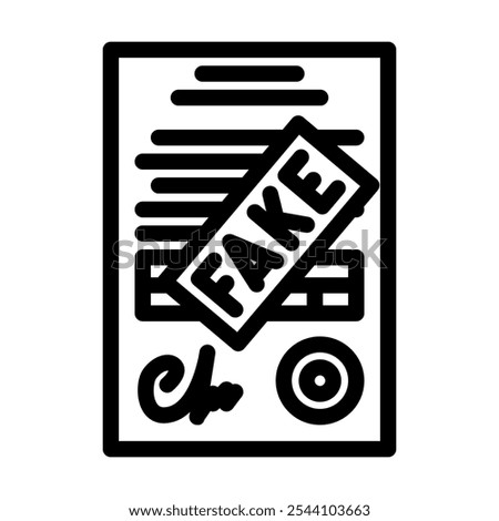 forgery crime line icon vector. forgery crime sign. isolated contour symbol black illustration